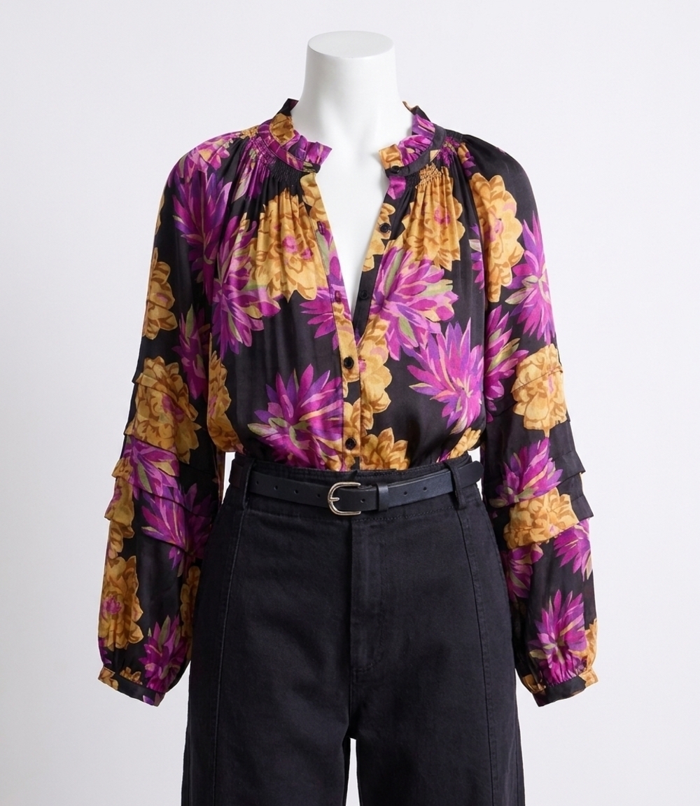 NEW APIECE APART trini 3/4 sleeve top in pom floral